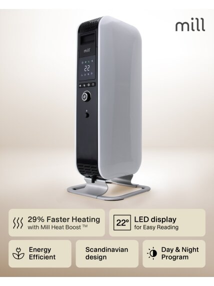 Mill | Heater | AB-H1500DN | Oil Filled Radiator | 1500 W | Number of power levels 3 | Suitable for rooms up to 16-24 m² | White 9 Mill | Heater | AB-H1500DN | Oil Filled Radiator | 1500 W | Number of power levels 3 | Suitable for rooms up to 16-24 m² | White 9