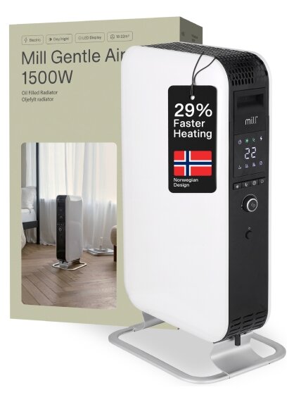 Mill | Heater | AB-H1500DN | Oil Filled Radiator | 1500 W | Number of power levels 3 | Suitable for rooms up to 16-24 m² | White Mill | Heater | AB-H1500DN | Oil Filled Radiator | 1500 W | Number of power levels 3 | Suitable for rooms up to 16-24 m² | White