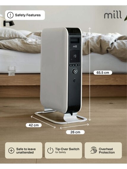 Mill | Heater | AB-H2000DN | Oil Filled Radiator | 2000 W | Number of power levels 3 | Suitable for rooms up to 24-34 m³ | White 10