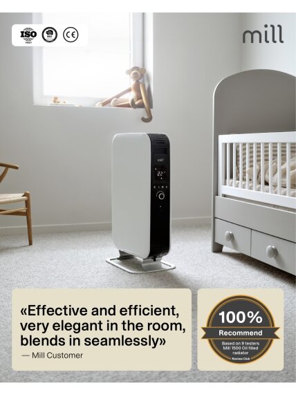Mill | Heater | AB-H2000DN | Oil Filled Radiator | 2000 W | Number of power levels 3 | Suitable for rooms up to 24-34 m³ | White 11 Mill | Heater | AB-H2000DN | Oil Filled Radiator | 2000 W | Number of power levels 3 | Suitable for rooms up to 24-34 m³ | White 11