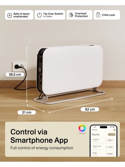 Mill | Heater | CO1200WIFI3 GEN3 | Convection Heater | 1200 W | Number of power levels 3 | Suitable for rooms up to 14-18 m² | White | N/A 8