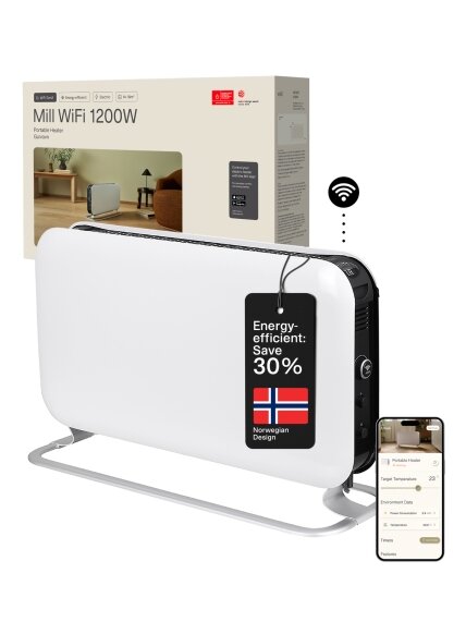 Mill | Heater | CO1200WIFI3 GEN3 | Convection Heater | 1200 W | Number of power levels 3 | Suitable for rooms up to 14-18 m² | White | N/A