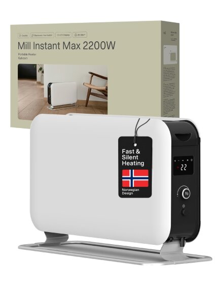 Mill | Heater | CO2200LEDMAX | Convection Heater | 2200 W | Number of power levels 3 | Suitable for rooms up to 5-30 m² | White Mill | Heater | CO2200LEDMAX | Convection Heater | 2200 W | Number of power levels 3 | Suitable for rooms up to 5-30 m² | White