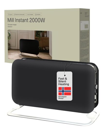 Mill | Heater | SG2000LED | Convection Heater | 2000 W | Number of power levels 3 | Suitable for rooms up to 5-20 m² | Black Mill | Heater | SG2000LED | Convection Heater | 2000 W | Number of power levels 3 | Suitable for rooms up to 5-20 m² | Black