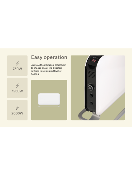 Mill | Heater | SG2000LED | Convection Heater | 2000 W | Number of power levels 3 | Suitable for rooms up to 5-20 m² | White 14
