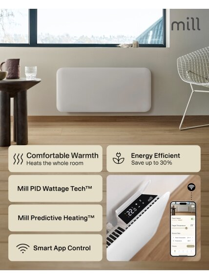 Mill Invisible Smart WiFi Heater | PA1000WIFI4 | Panel Heater | 1000 W | Suitable for rooms up to 12-16 m² | White | IPX4 7 Mill Invisible Smart WiFi Heater | PA1000WIFI4 | Panel Heater | 1000 W | Suitable for rooms up to 12-16 m² | White | IPX4 7