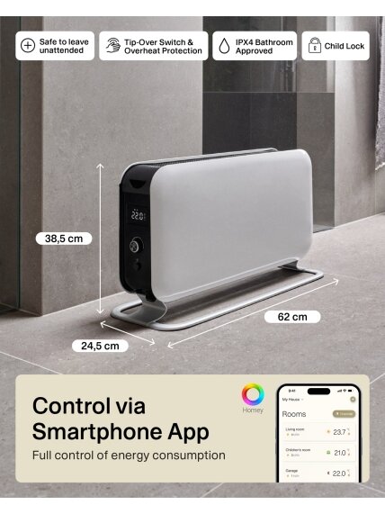 Mill | Portable Heater | CO1500MAXWIFI3 | Convection Heater | 1500 W | Suitable for rooms up to 14-18 m² | White | IPX4 9 Mill | Portable Heater | CO1500MAXWIFI3 | Convection Heater | 1500 W | Suitable for rooms up to 14-18 m² | White | IPX4 9