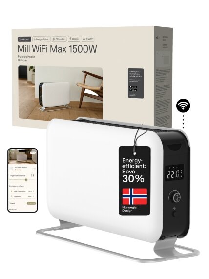 Mill | Portable Heater | CO1500MAXWIFI3 | Convection Heater | 1500 W | Suitable for rooms up to 14-18 m² | White | IPX4