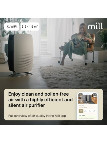 Mill | Silent Pro Air Purifier | APSILENT | Suitable for rooms up to 115 m² | 68.3 m³ | White/Black 4