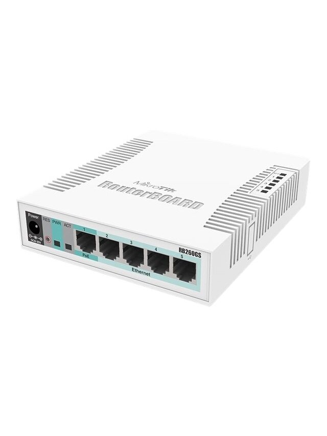 MikroTik | Switch | RB260GS | Web managed | Desktop | SFP ports quantity SFP ports quantity 1 | Power over Ethernet (PoE) ports quantity 1 | 12 month(s) 1 MikroTik | Switch | RB260GS | Web managed | Desktop | SFP ports quantity SFP ports quantity 1 | Power over Ethernet (PoE) ports quantity 1 | 12 month(s) 1