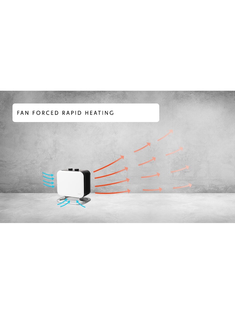 Mill | Heater | CUS1800MECWA | Fan heater | 1800 W | Number of power levels 2 | Suitable for rooms up to 10-30 m² | White 1