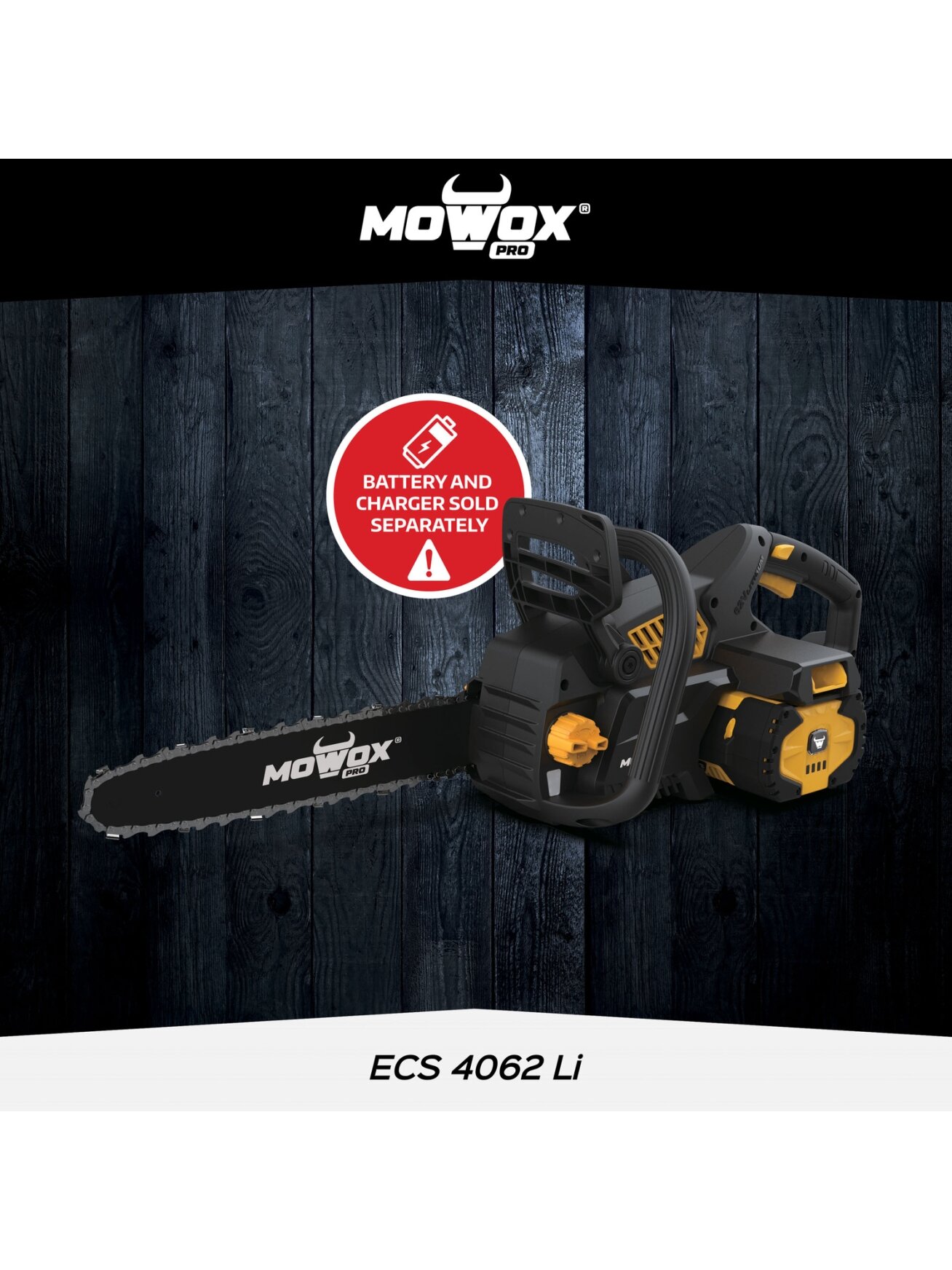 MoWox | Excel Series Hand Held Battery Chain Saw With Toolless Saw Chain Tension System (Without Battery and Charger) | ECS 4062 Li | 62 V | Lithium-ion technology 3