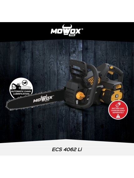 MoWox | Excel Series Hand Held Battery Chain Saw With Toolless Saw Chain Tension System (Without Battery and Charger) | ECS 4062 Li | 62 V | Lithium-ion technology 5