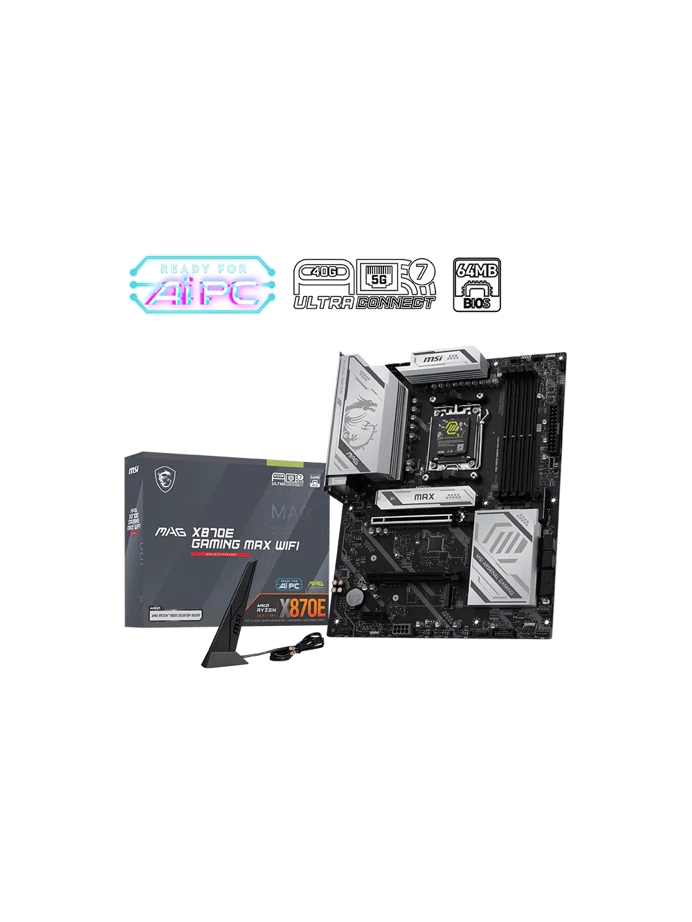 MSI MAG X870E GAMING MAX WIFI | Processor family AMD | Processor socket AM5 | DDR5 | Supported hard disk drive interfaces SATA, M.2 | Number of SATA connectors 4 3