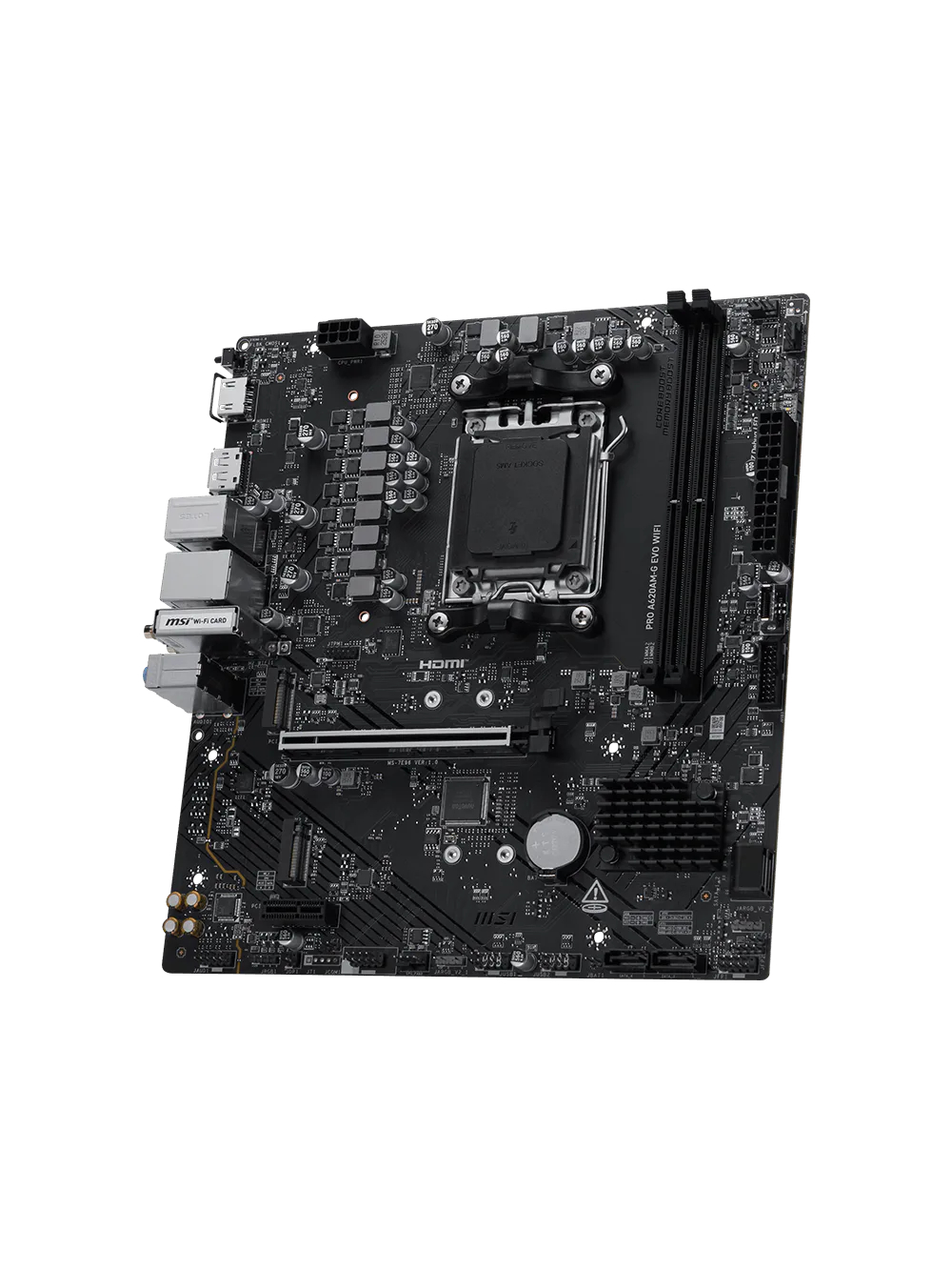 MSI PRO A620AM-G EVO WIFI | Processor family AMD | Processor socket AM5 | DDR5 | Number of SATA connectors 4 | Supported hard disk drive interfaces SATA, M.2 2