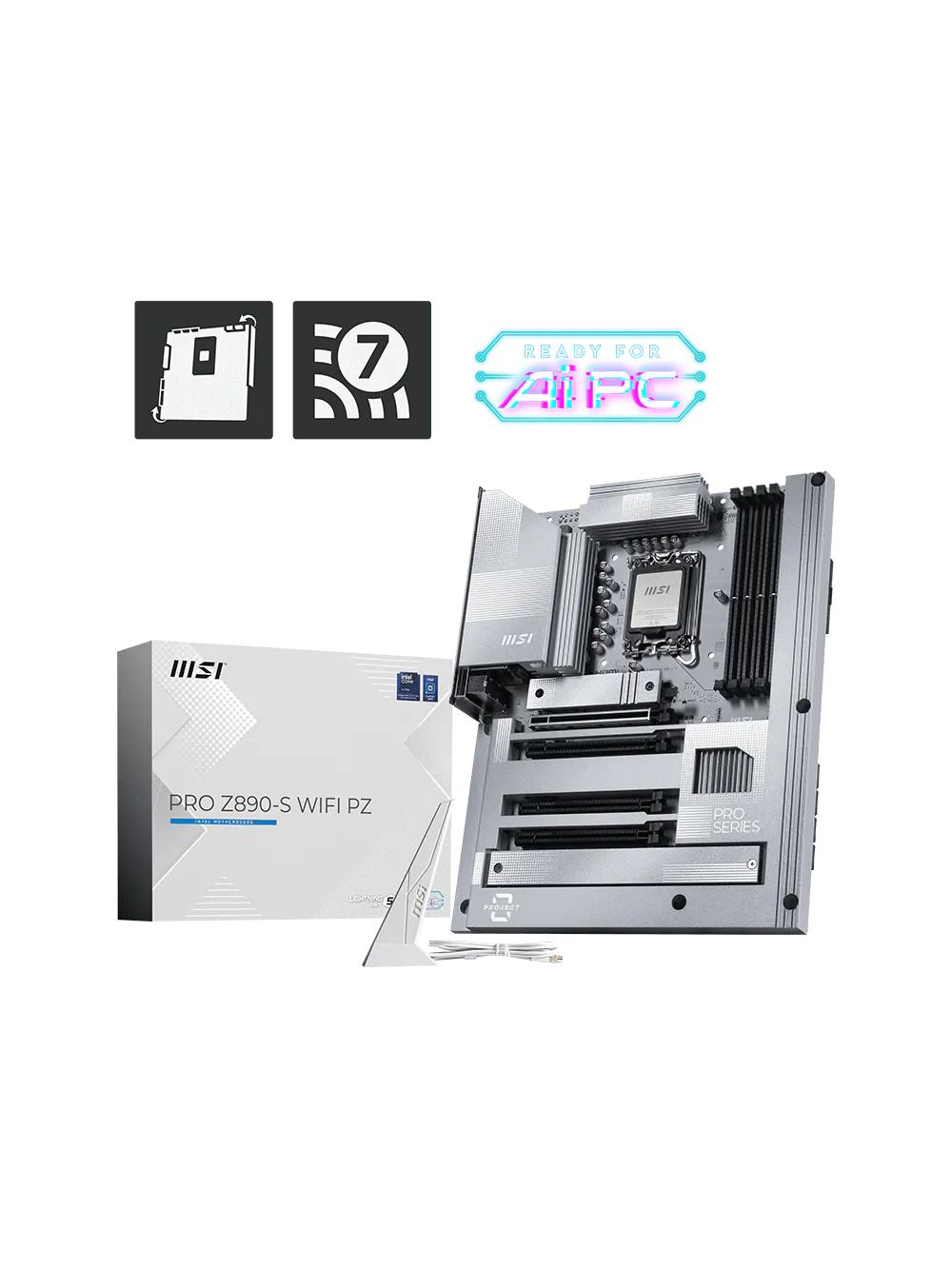 MSI PRO Z890-S WIFI PZ | Processor family Intel | Processor socket LGA1851 | DDR5 | Supported hard disk drive interfaces SATA, M.2 | Number of SATA connectors 4 3 MSI PRO Z890-S WIFI PZ | Processor family Intel | Processor socket LGA1851 | DDR5 | Supported hard disk drive interfaces SATA, M.2 | Number of SATA connectors 4 3