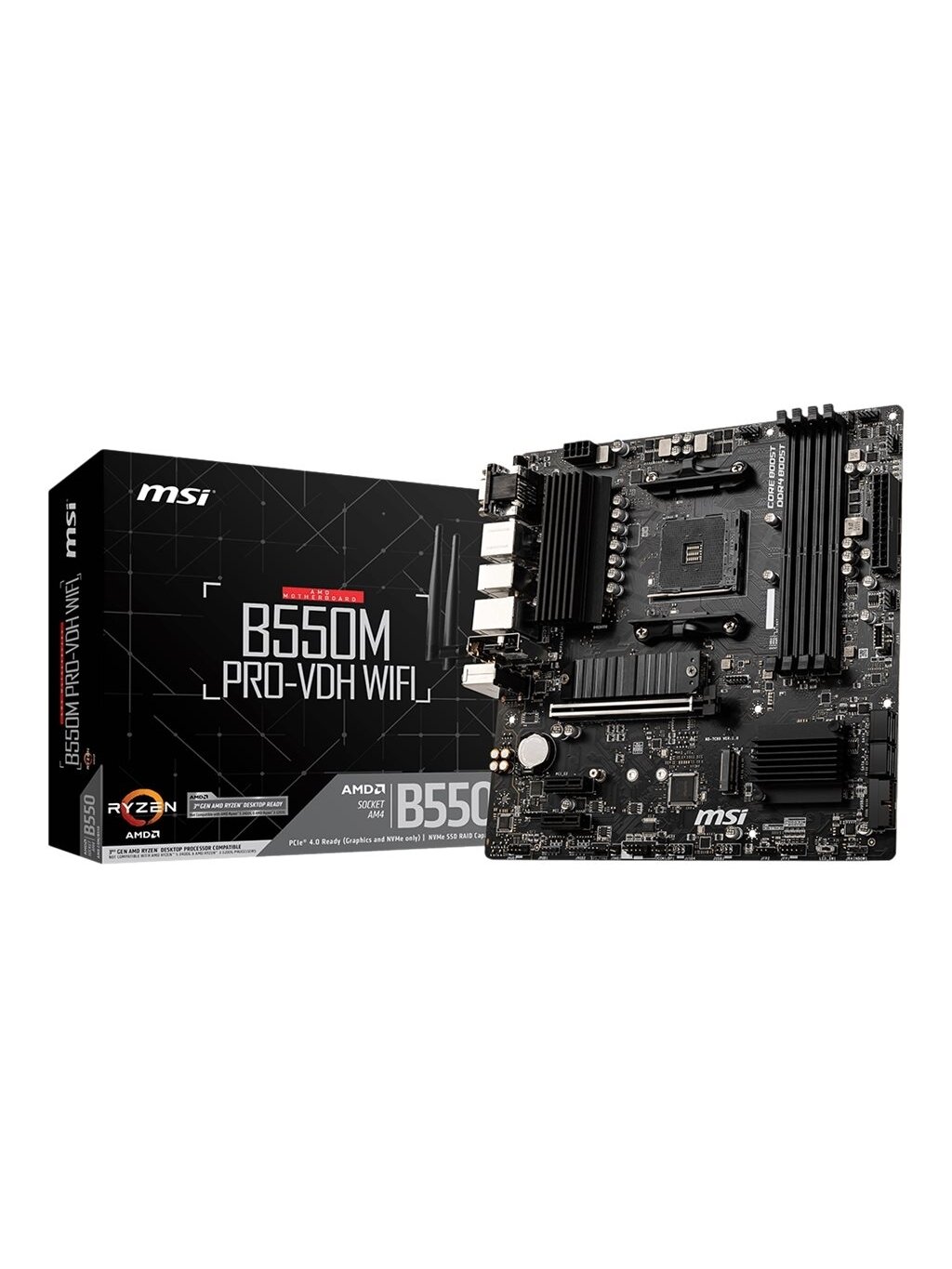 MSI | B550M PRO-VDH WIFI | Processor family AMD | Processor socket AM4 | DDR4 | Memory slots 4 | Chipset AMD B | Micro ATX MSI | B550M PRO-VDH WIFI | Processor family AMD | Processor socket AM4 | DDR4 | Memory slots 4 | Chipset AMD B | Micro ATX