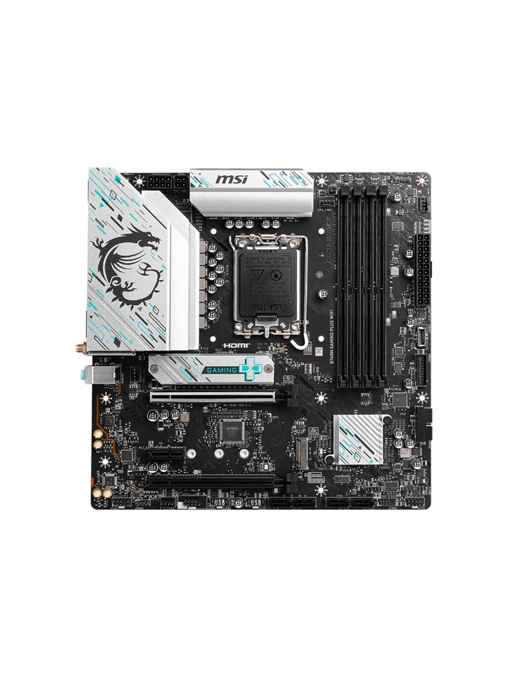 MSI | B760M GAMING PLUS WIFI | Processor family Intel | Processor socket LGA1700 | DDR5 | Supported hard disk drive interfaces SATA, M.2 | Number of SATA connectors 4 MSI | B760M GAMING PLUS WIFI | Processor family Intel | Processor socket LGA1700 | DDR5 | Supported hard disk drive interfaces SATA, M.2 | Number of SATA connectors 4
