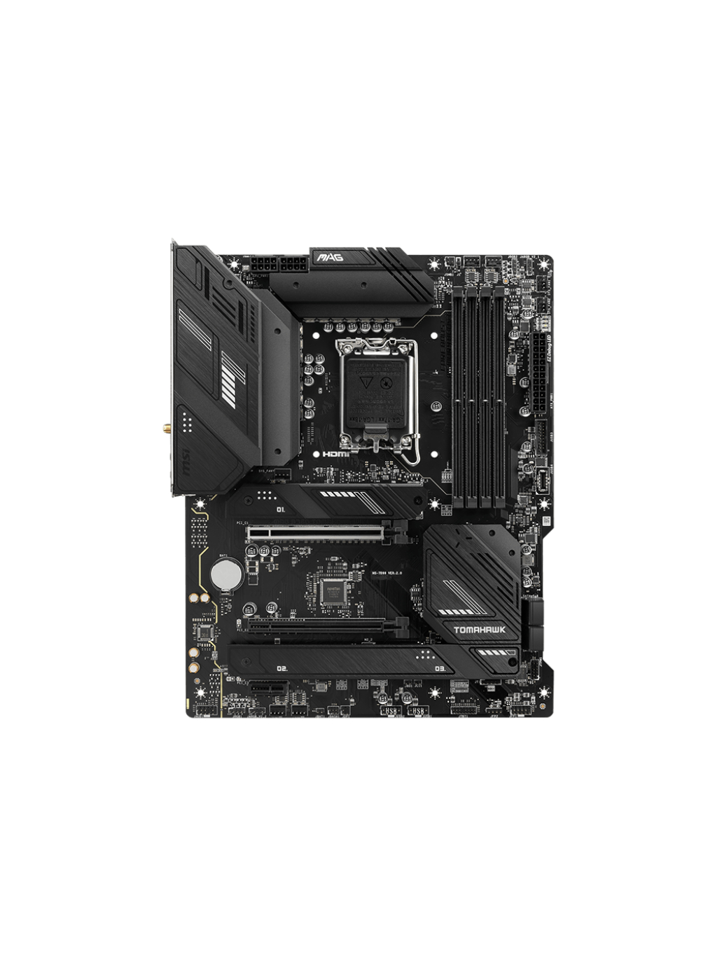 MSI | MAG B760 TOMAHAWK WIFI | Processor family Intel | Processor socket LGA1700 | DDR5 | Supported hard disk drive interfaces SATA, M.2 | Number of SATA connectors 4 1