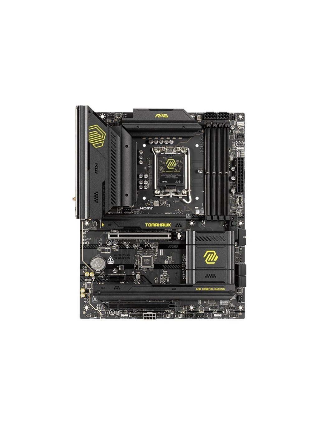 MSI MAG B860 TOMAHAWK WIFI | Processor family Intel | Processor socket LGA1851 | DDR5 | Supported hard disk drive interfaces SATA, M.2 | Number of SATA connectors 4