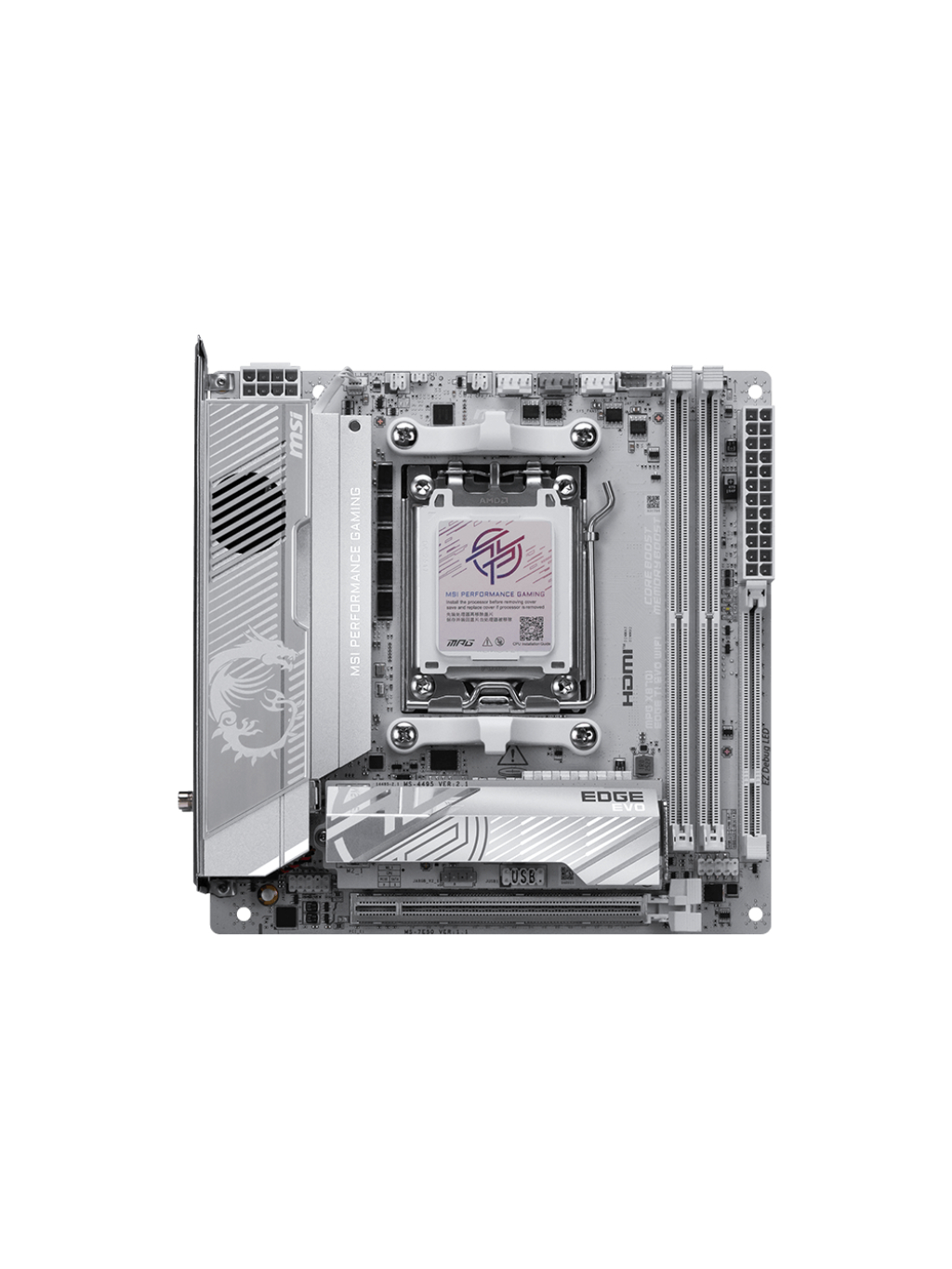 MSI MPG X870I EDGE TI EVO WIFI | Processor family AMD | Processor socket AM5 | DDR5 | Supported hard disk drive interfaces SATA, M.2 | Number of SATA connectors 2