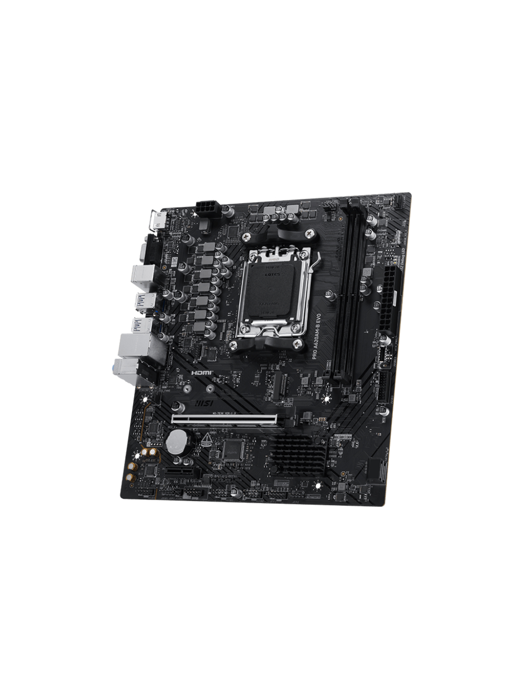 MSI PRO A620AM-B EVO | Processor family AMD | Processor socket AM5 | DDR5 | Supported hard disk drive interfaces SATA, M.2 | Number of SATA connectors 2 2