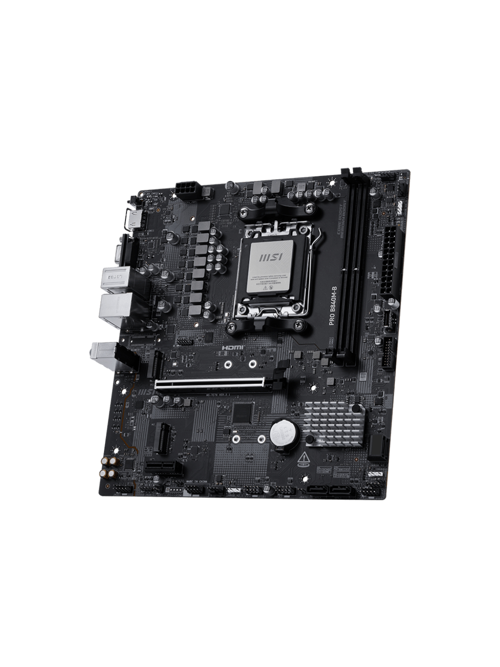 MSI PRO B840M-B | Processor family AMD | Processor socket AM5 | DDR5 | Supported hard disk drive interfaces SATA, M.2 | Number of SATA connectors 4 1