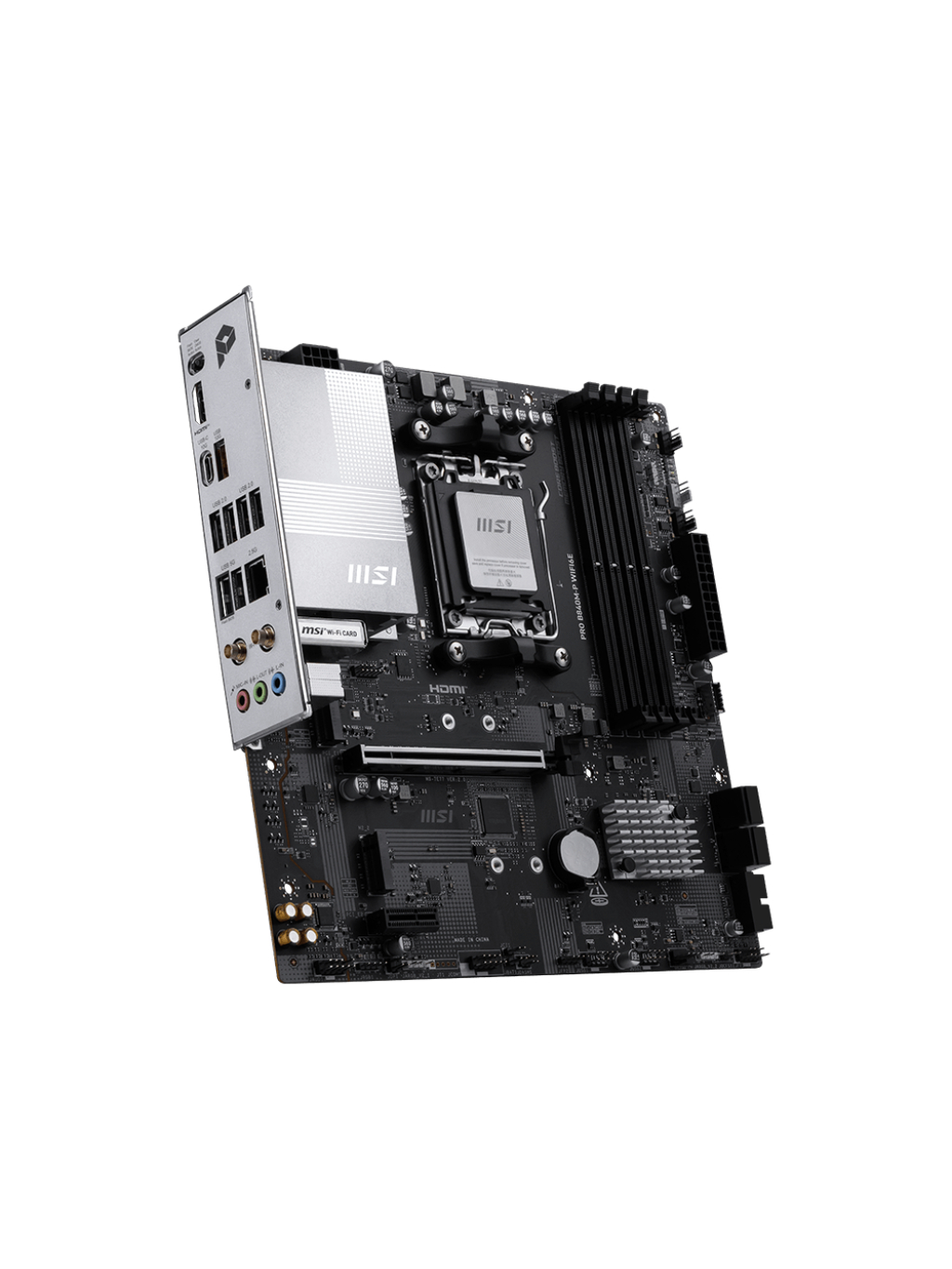 MSI PRO B840M-P WIFI6E | Processor family AMD | Processor socket AM5 | DDR5 | Supported hard disk drive interfaces SATA, M.2 | Number of SATA connectors 4 2 MSI PRO B840M-P WIFI6E | Processor family AMD | Processor socket AM5 | DDR5 | Supported hard disk drive interfaces SATA, M.2 | Number of SATA connectors 4 2
