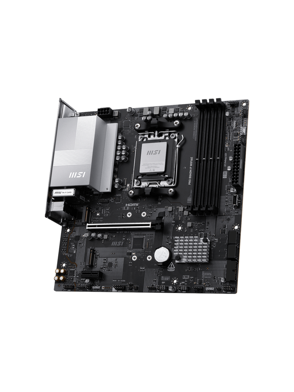 MSI PRO B840M-P WIFI6E | Processor family AMD | Processor socket AM5 | DDR5 | Supported hard disk drive interfaces SATA, M.2 | Number of SATA connectors 4 3 MSI PRO B840M-P WIFI6E | Processor family AMD | Processor socket AM5 | DDR5 | Supported hard disk drive interfaces SATA, M.2 | Number of SATA connectors 4 3