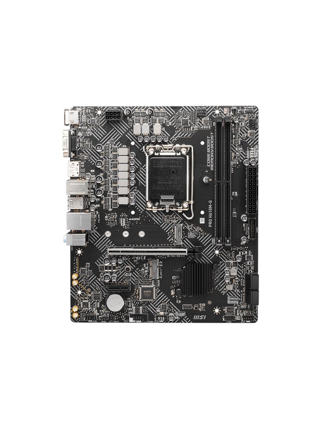 MSI | PRO H610M-G | Processor family Intel | Processor socket LGA1700 | DDR5 | Supported hard disk drive interfaces SATA, M.2 | Number of SATA connectors 4