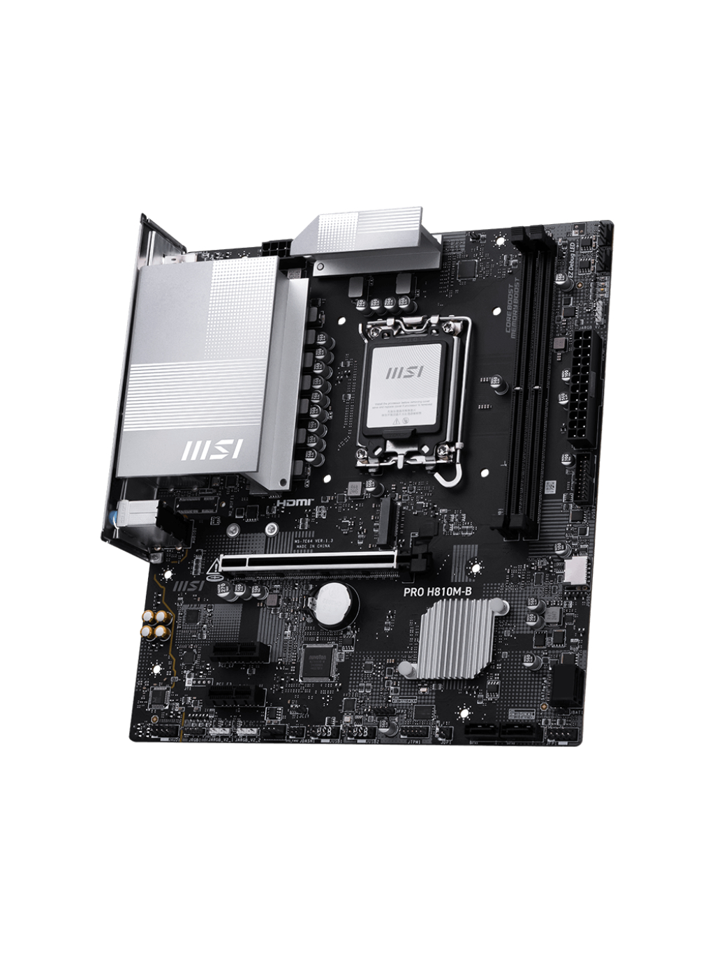 MSI PRO H810M-B | Processor family Intel H810 | Processor socket LGA1851 | DDR5 | Supported hard disk drive interfaces SATA, M.2 | Number of SATA connectors 4 2