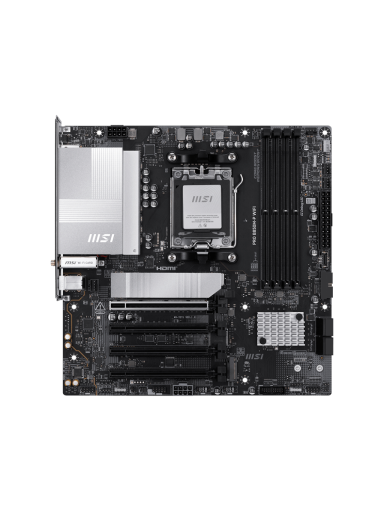 MSI PRO B850M-P WIFI | Processor family AMD B850 | Processor socket AM5 | DDR5 | Supported hard disk drive interfaces SATA, M.2 | Number of SATA connectors 4 MSI PRO B850M-P WIFI | Processor family AMD B850 | Processor socket AM5 | DDR5 | Supported hard disk drive interfaces SATA, M.2 | Number of SATA connectors 4