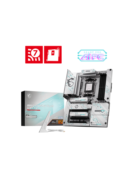 MSI B850 GAMING PLUS WIFI PZ | Processor family AMD B850 | Processor socket AM5 | DDR5 | Supported hard disk drive interfaces SATA, M.2 | Number of SATA connectors 4 4 MSI B850 GAMING PLUS WIFI PZ | Processor family AMD B850 | Processor socket AM5 | DDR5 | Supported hard disk drive interfaces SATA, M.2 | Number of SATA connectors 4 4