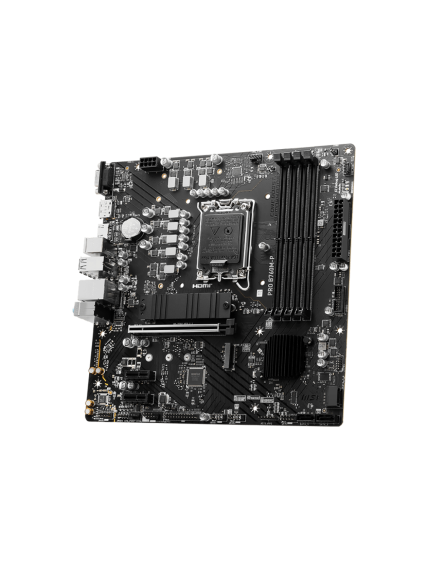 MSI | PRO B760M-P | Processor family Intel | Processor socket LGA1700 | DDR5 DIMM | Memory slots 4 | Supported hard disk drive interfaces SATA, M.2 | Number of SATA connectors 4 | Chipset Intel B760 | mATX 2 MSI | PRO B760M-P | Processor family Intel | Processor socket LGA1700 | DDR5 DIMM | Memory slots 4 | Supported hard disk drive interfaces SATA, M.2 | Number of SATA connectors 4 | Chipset Intel B760 | mATX 2