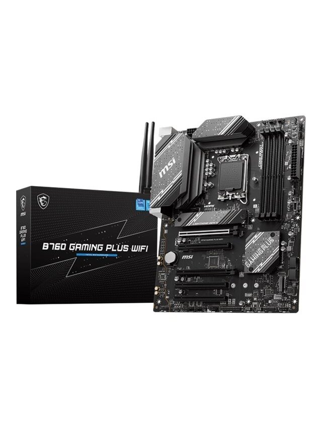 MSI | B760 GAMING PLUS WIFI | Processor family Intel | Processor socket LGA1700 | DDR5 | Memory slots 4 | Supported hard disk drive interfaces SATA, M.2 | Number of SATA connectors 4 | Chipset Intel B760 | ATX 3 MSI | B760 GAMING PLUS WIFI | Processor family Intel | Processor socket LGA1700 | DDR5 | Memory slots 4 | Supported hard disk drive interfaces SATA, M.2 | Number of SATA connectors 4 | Chipset Intel B760 | ATX 3