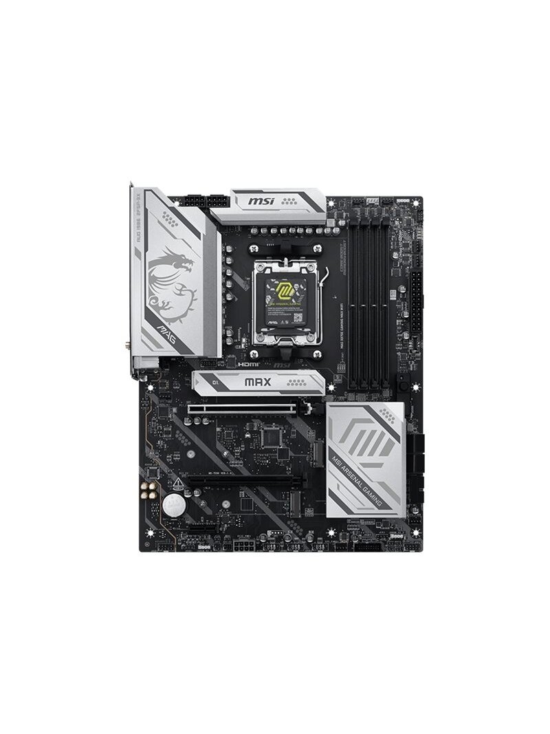 MSI MAG X870E GAMING MAX WIFI | Processor family AMD | Processor socket AM5 | DDR5 | Supported hard disk drive interfaces SATA, M.2 | Number of SATA connectors 4