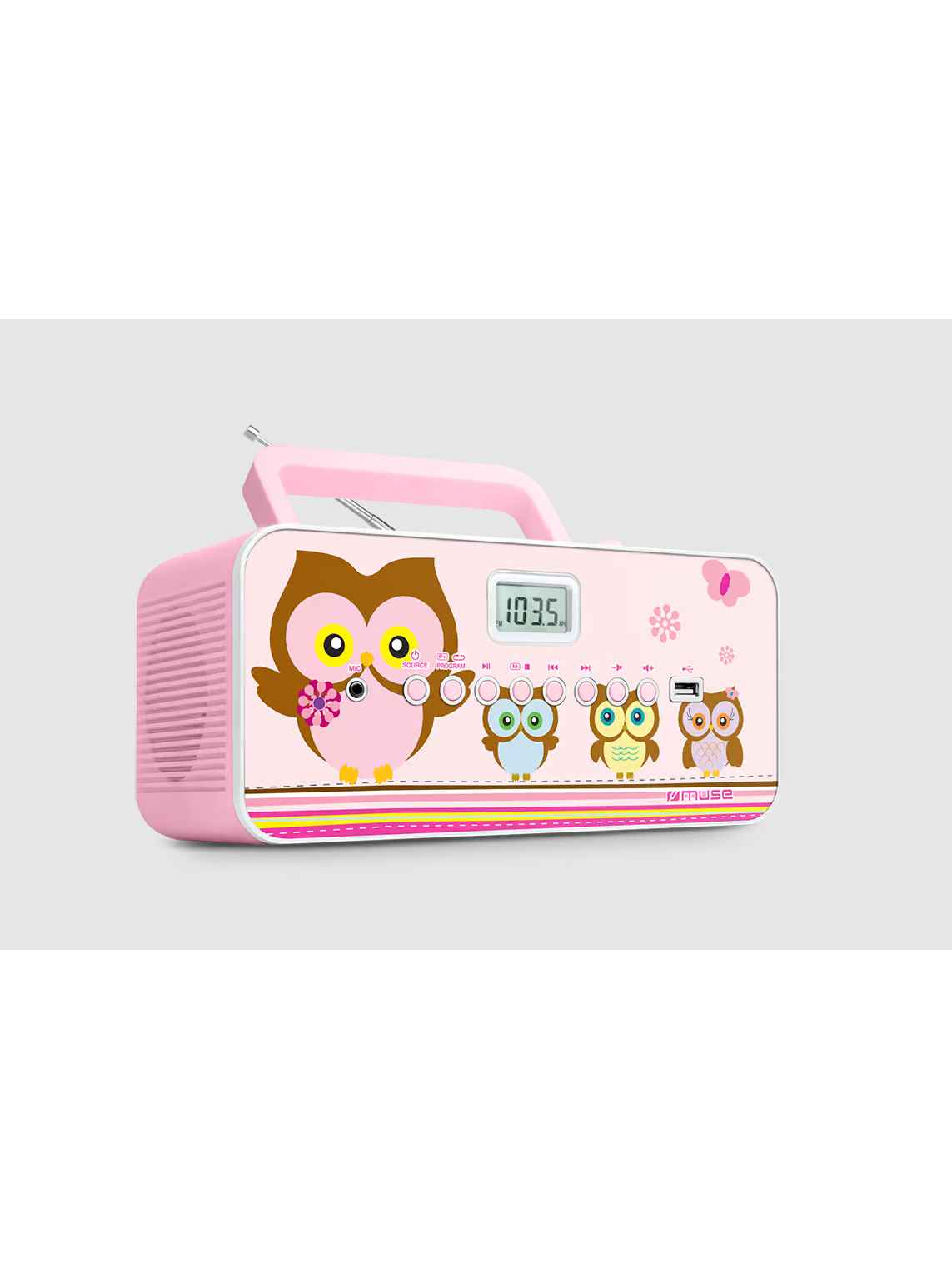 Muse | M-29KP | Portable radio CD/MP3 player with USB | 30 W | Pink/Image 1 Muse | M-29KP | Portable radio CD/MP3 player with USB | 30 W | Pink/Image 1