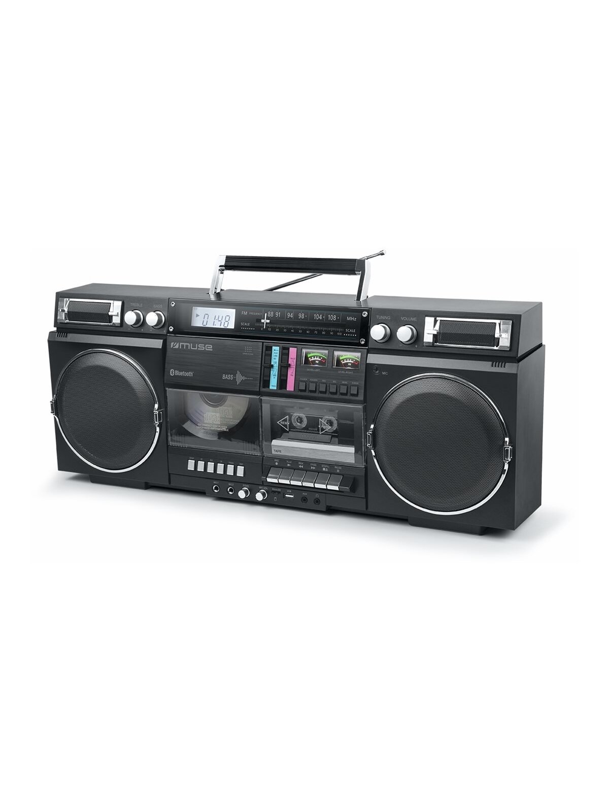 Muse | Ghetto Blasters | M-380 GB | AUX in | Bluetooth | Cassette deck | CD player | Black