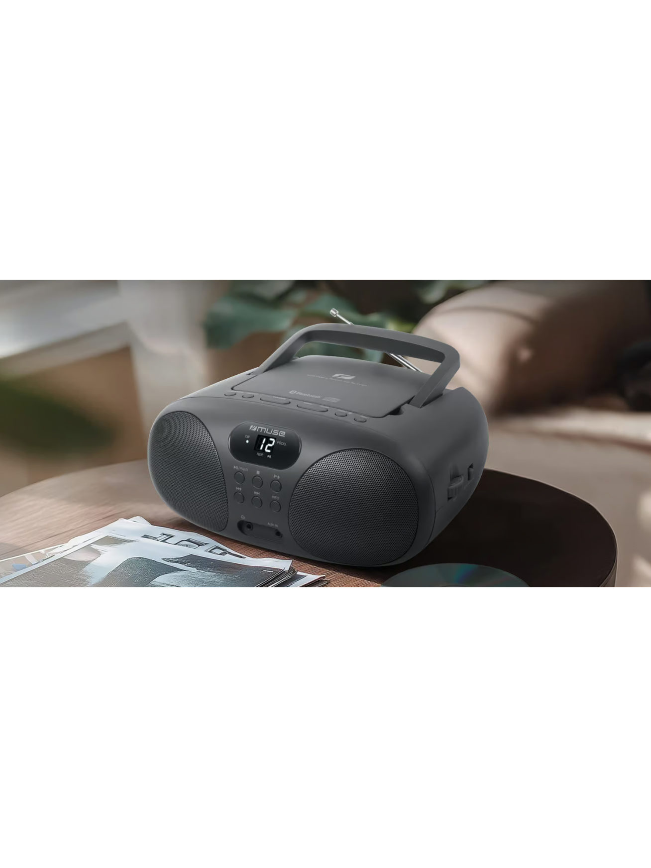 Muse Portable Radio CD Player With Bluetooth | MD-208BT | AUX in 1 Muse Portable Radio CD Player With Bluetooth | MD-208BT | AUX in 1