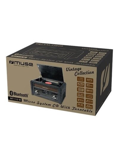 Muse | Turntable micro system | MT-115W | USB port | AUX in | CD player | FM radio | Wireless connection 2