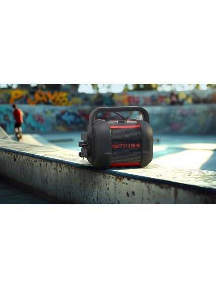 Muse | Jobsite Radio | M-968 BTR | 40 W | Waterproof | Bluetooth | Black/Red | NFC features | Portable | Wireless connection 1 Muse | Jobsite Radio | M-968 BTR | 40 W | Waterproof | Bluetooth | Black/Red | NFC features | Portable | Wireless connection 1