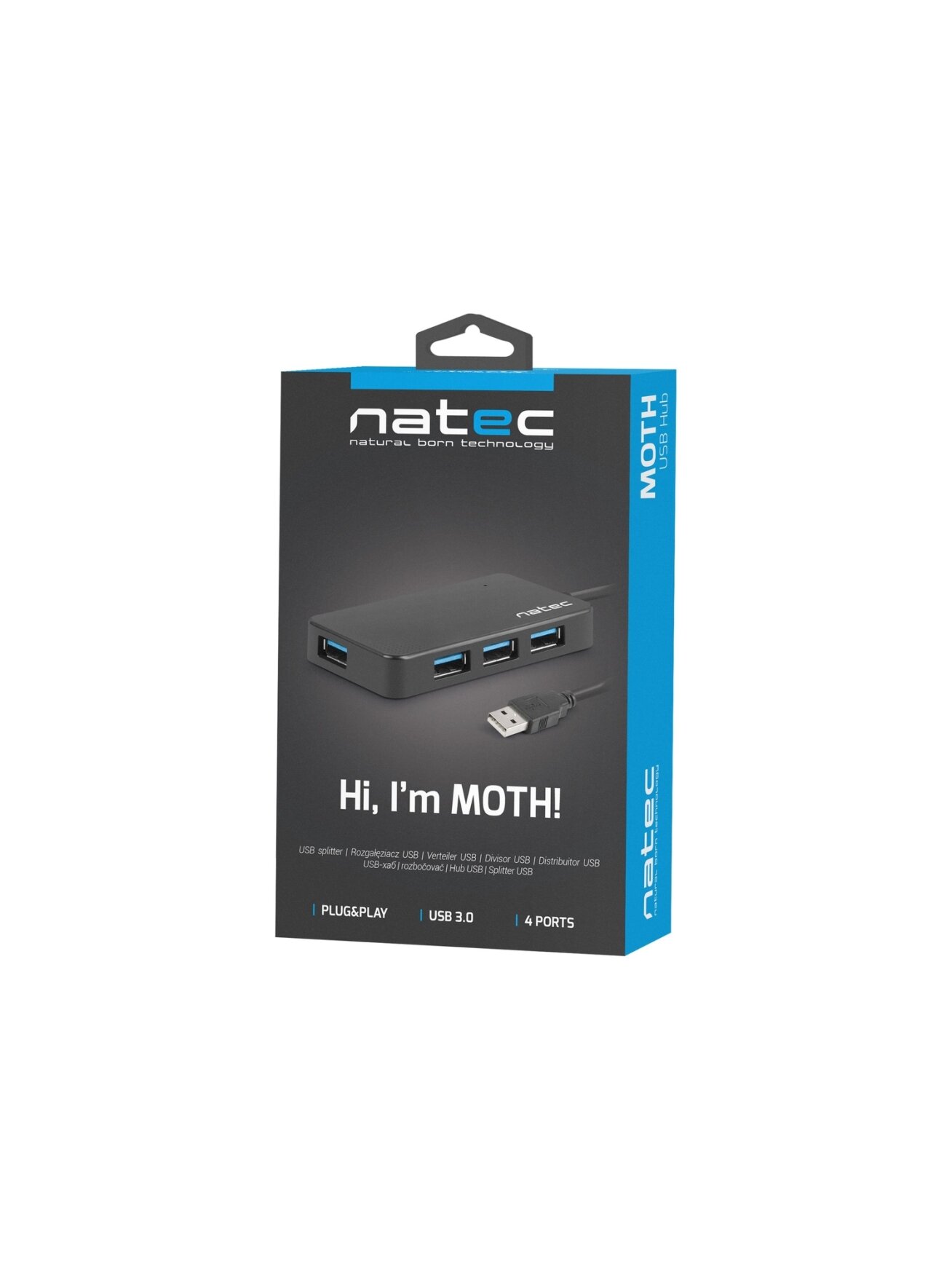 Natec | 4 Port Hub With USB 3.0 | Moth NHU-1342 | Black | 0.15 m 2 Natec | 4 Port Hub With USB 3.0 | Moth NHU-1342 | Black | 0.15 m 2