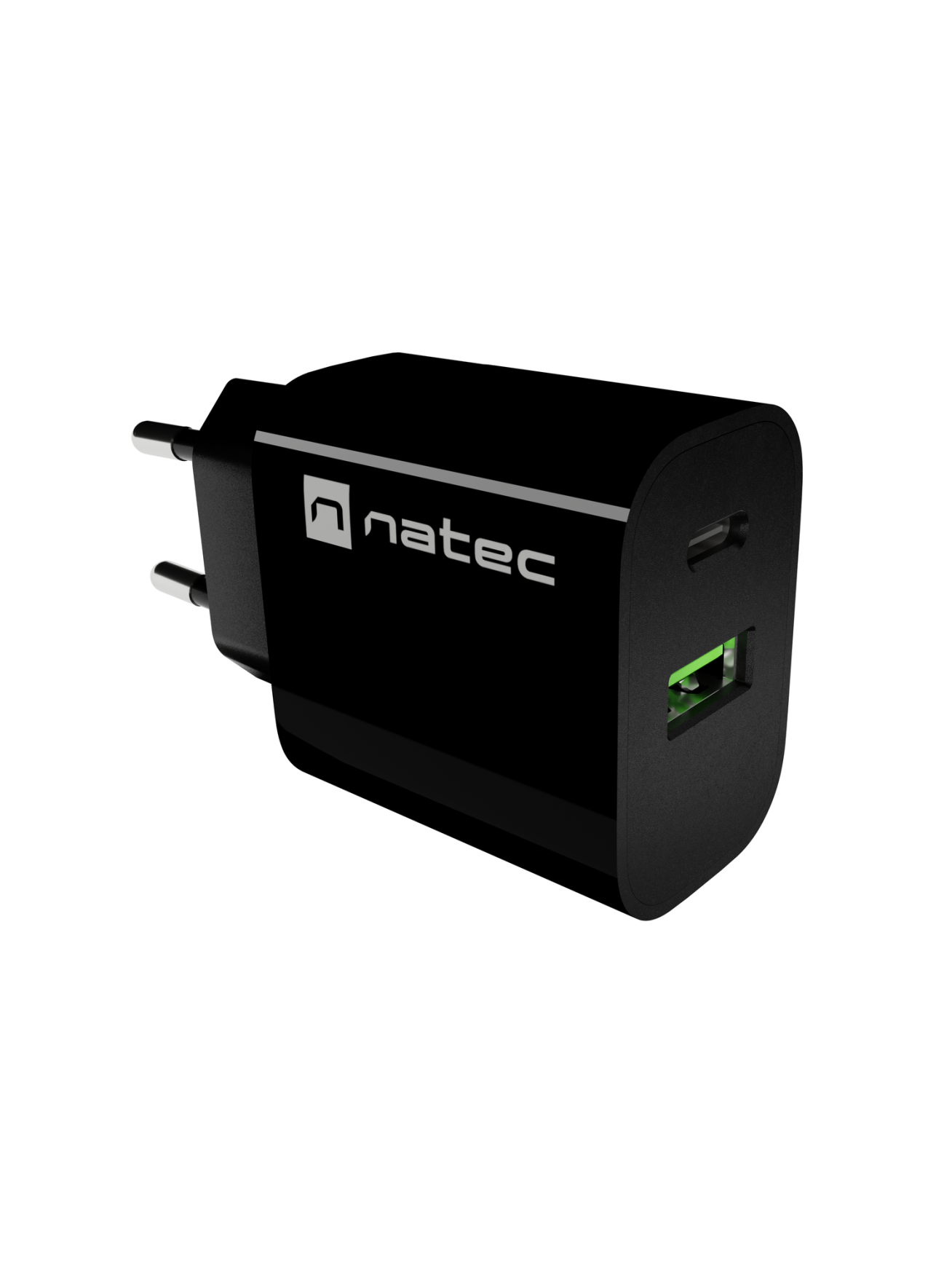 Natec Ribera USB Charger 1X USB-A + 1X USB-C 20W, Black 5 Natec Ribera USB Charger 1X USB-A + 1X USB-C 20W, Black 5