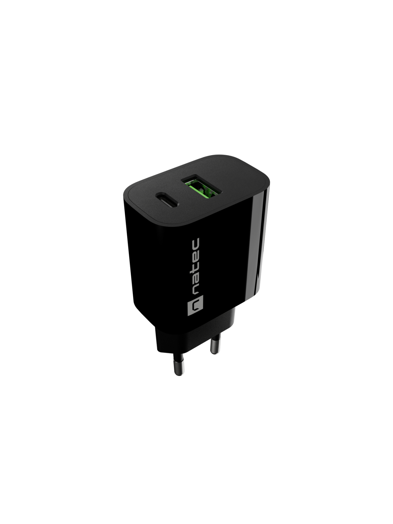 Natec Ribera USB Charger 1X USB-A + 1X USB-C 20W, Black Natec Ribera USB Charger 1X USB-A + 1X USB-C 20W, Black