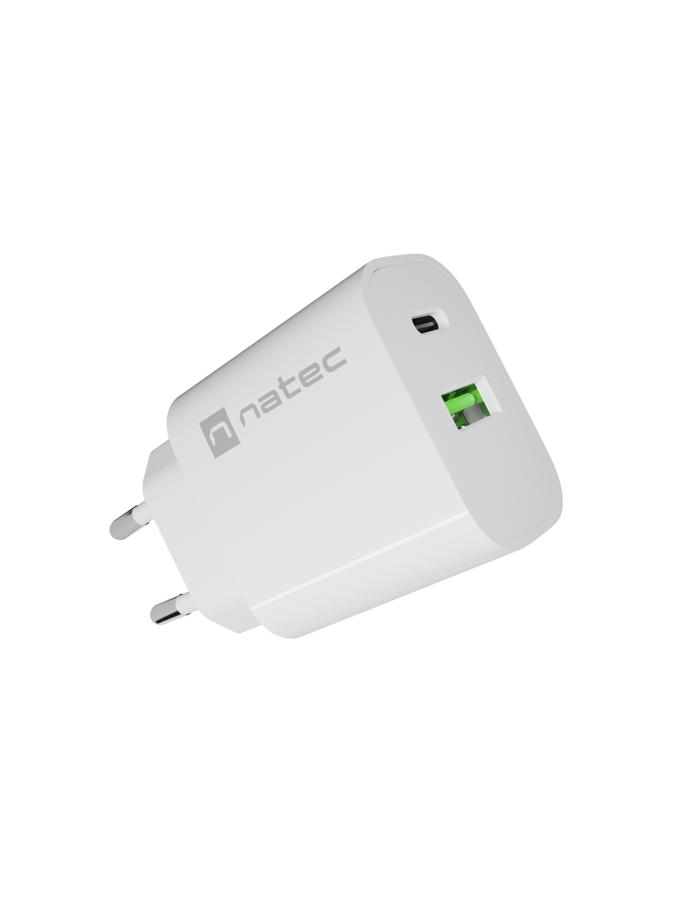 Natec Ribera USB Charger 1X USB-A + 1X USB-C 20W, White 2