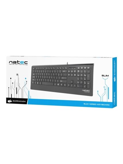 Natec Keyboard, Barracuda, US Layout, Slim | Natec | Keyboard | Barracuda | Standard | Wired | US | Black 5