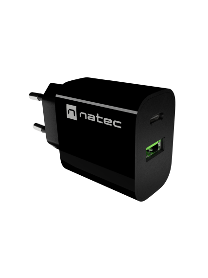 Natec Ribera USB Charger 1X USB-A + 1X USB-C 20W, Black 5 Natec Ribera USB Charger 1X USB-A + 1X USB-C 20W, Black 5