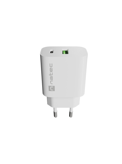 Natec Ribera USB Charger 1X USB-A + 1X USB-C 20W, White 3