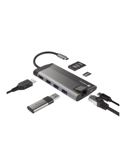 Natec | USB-C Multiport Adapter | NMP-1690 | Grey | USB Type-C | 0.15 m