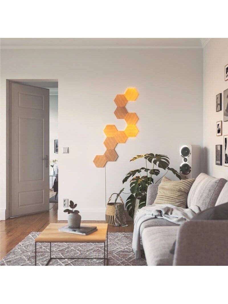 Nanoleaf | Elements Wood Look Hexagons Expansion Pack (3 panels) | Cool White + Warm White 2